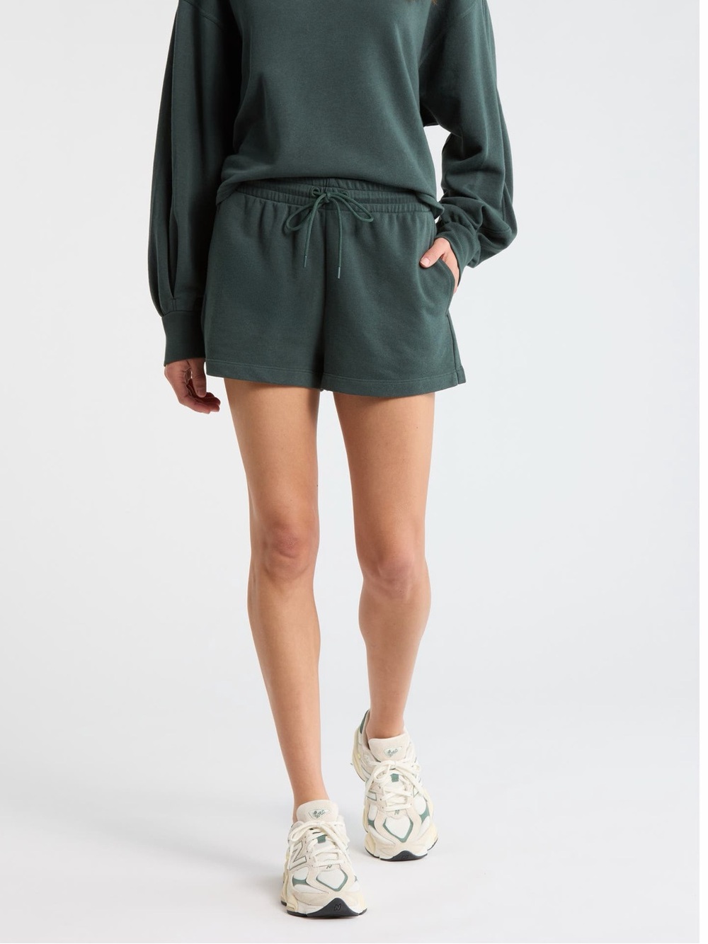 Zella Zella Go Easy French Terry Shorts size M Color: Green Timber